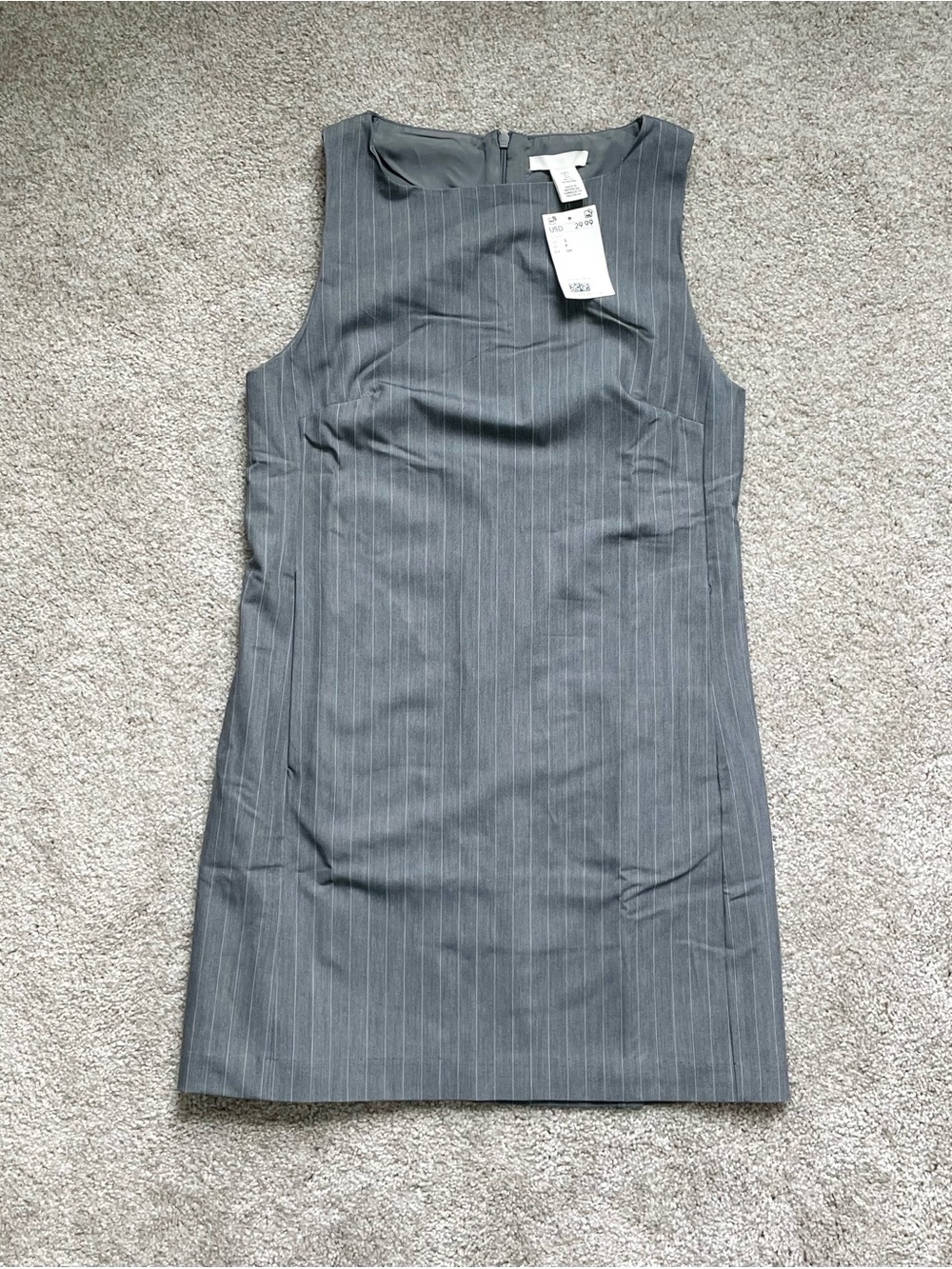 H&M Gray Pinstripe Midi Sheath Dress